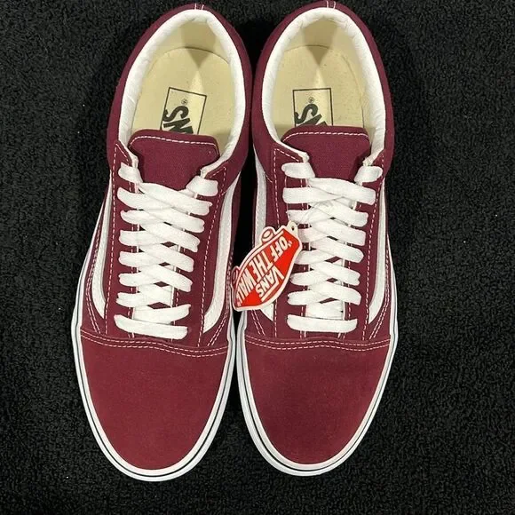 🔥🔥 VANS OLD SKOOL Burgundy Suede Lace-Up Skateboard Sneakers Men Sz 9 - NEW